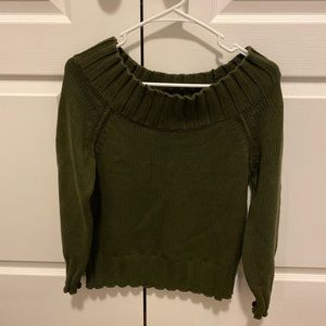 Green Off the Shoulder Sweater